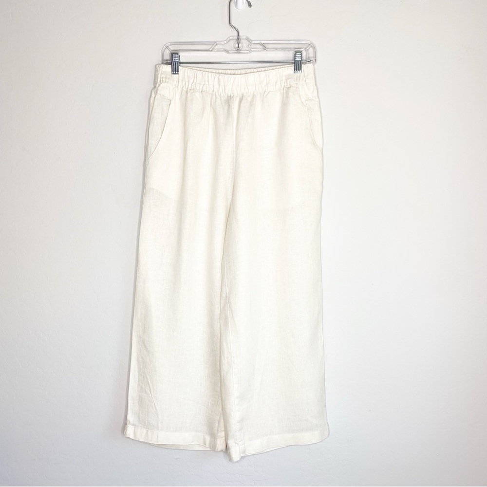 Tahari Linen Wide Leg Crop Pants Size M
